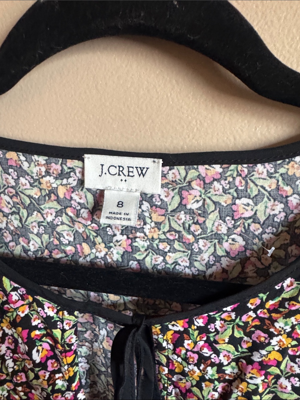 J. Crew Black Floral Long-Sleeve Tiered Mini Dress - Picture 2 of 4